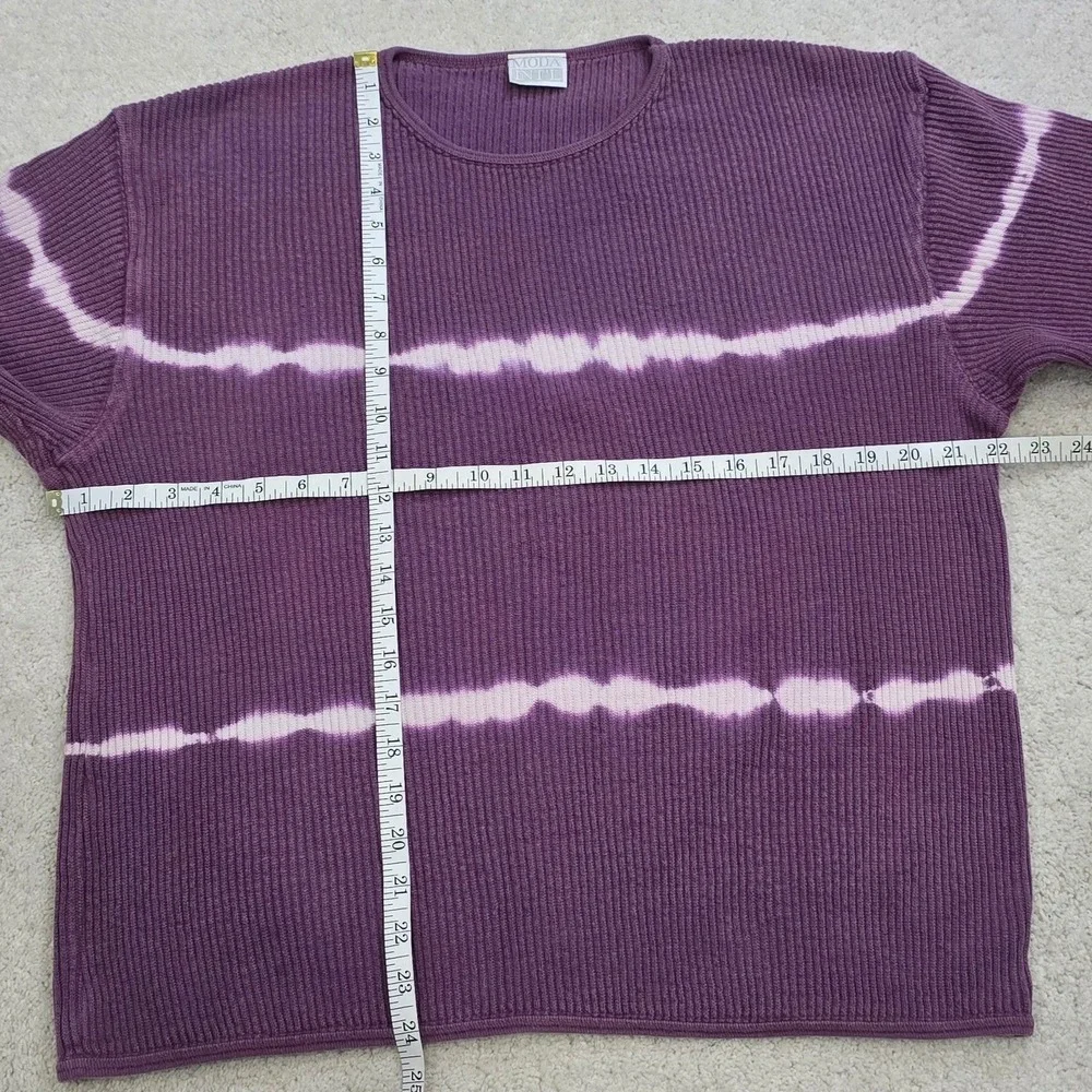 Victoria's Secret MODA Womens Size Large Purple Ribbed Knit Tie Dye‎ L/S Sweater